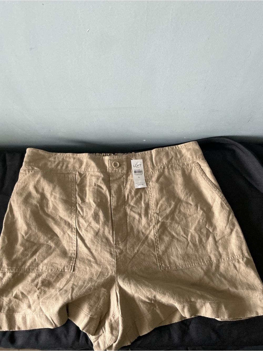 LOFT Tan Linen-Blend High Waist Shorts